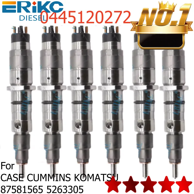 

0445120272 Common Rail Injector 87581565 5263305 Engine Nozzle 0 445 120 272 for CASE CUMMINS KOMATSU 4940439 5263307 6PCS New