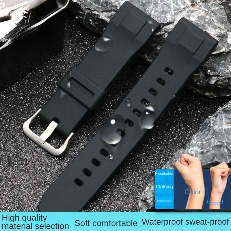 Silicone Watch Strap for Casio PRG-650 PRW-6600 Prg600 Protrek Series Mountaineering Waterproof Sweatproof Watch Band 24mm