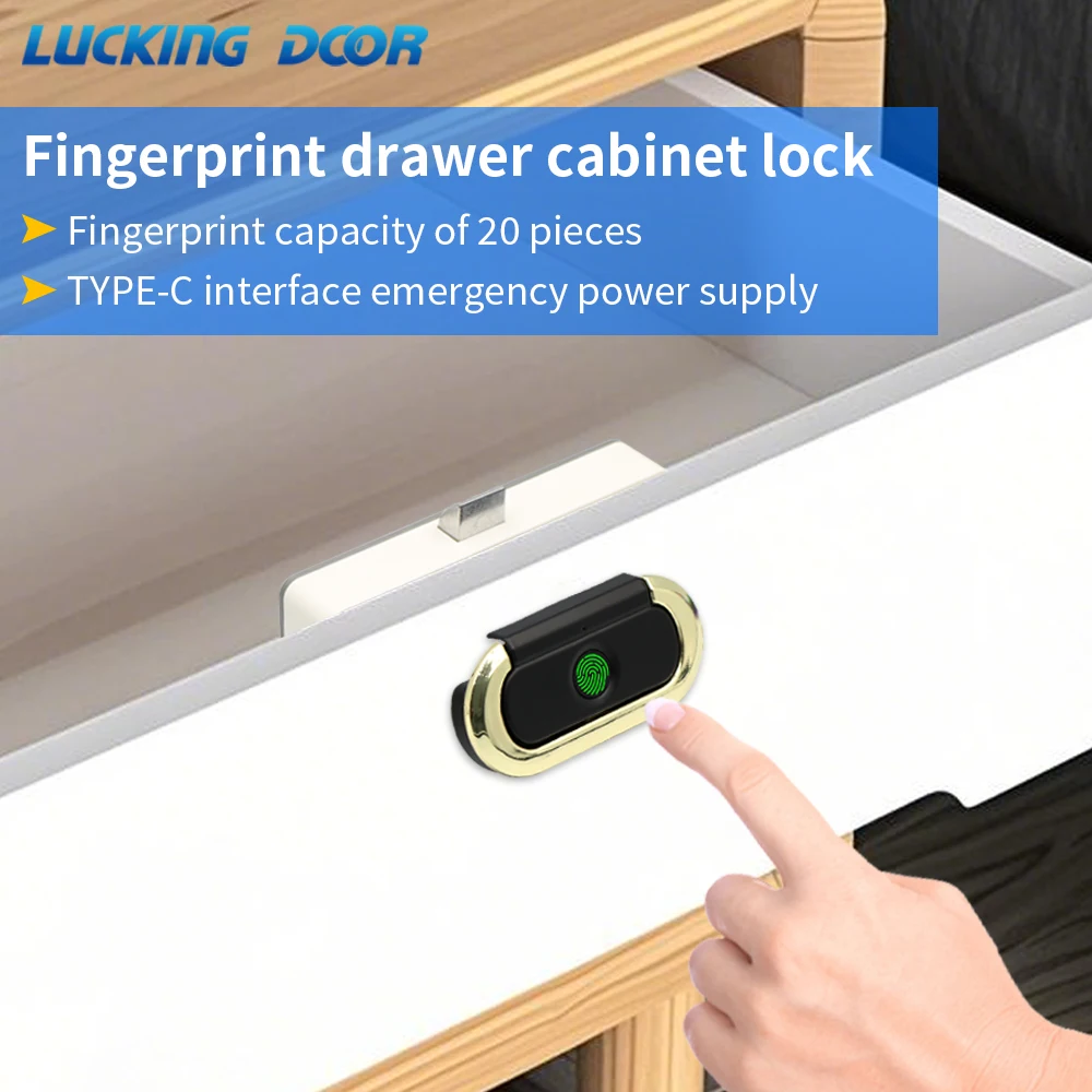 Fingerprint Smart Drawer Cabinet Lock Invisible Keyless Unlock Furniture Locker Safe Electronic Fingerprint Sensor Cabinet Lock