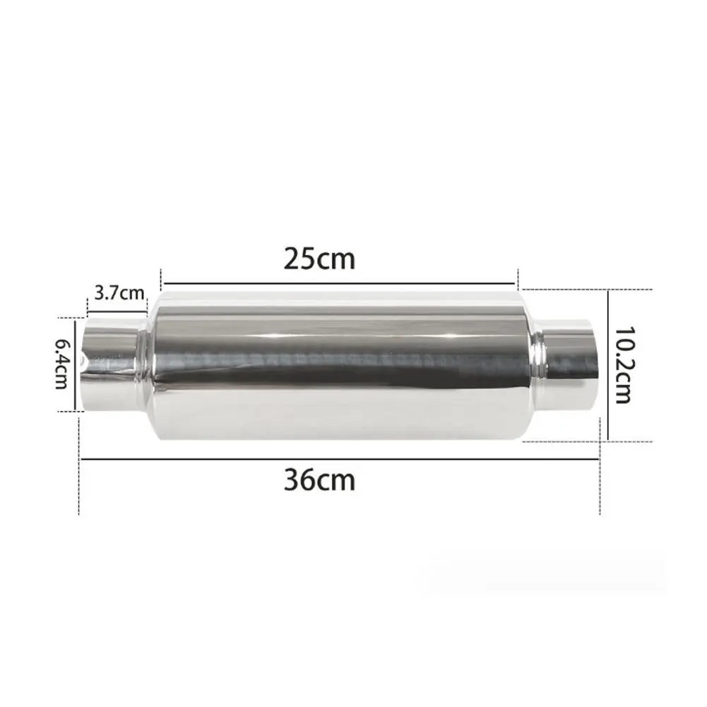 2.5-inch Universal Resonator Muffler Straight Through Design Stainless Steel Exhaust Pipe Muffler Modified Vehicle Accessories