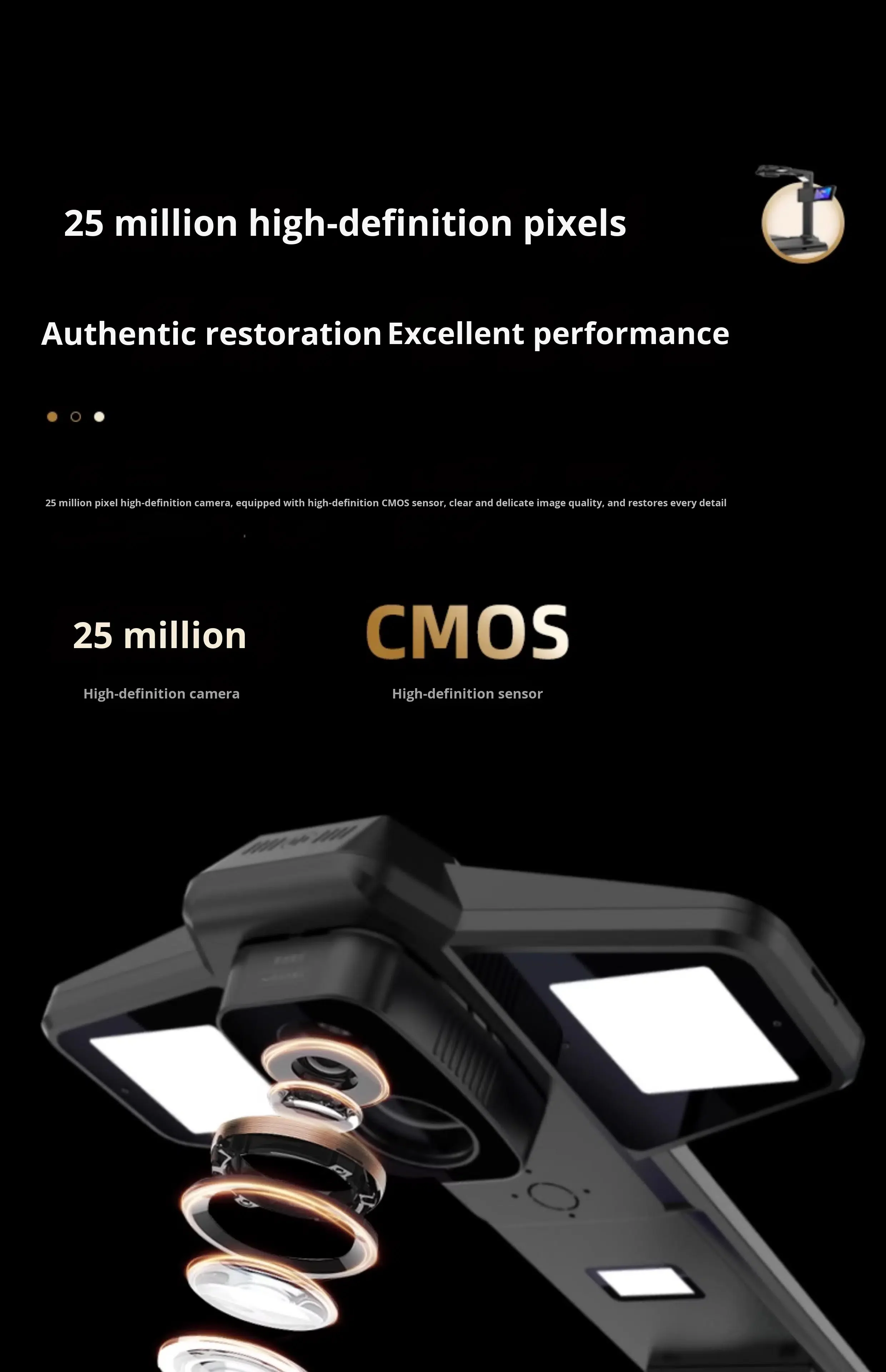 25MP High-Speed 1/Sec Document Scanner OCR Curved Surface Leveling /USB Stock 200+ Languages A3 1-Year Warranty view 5