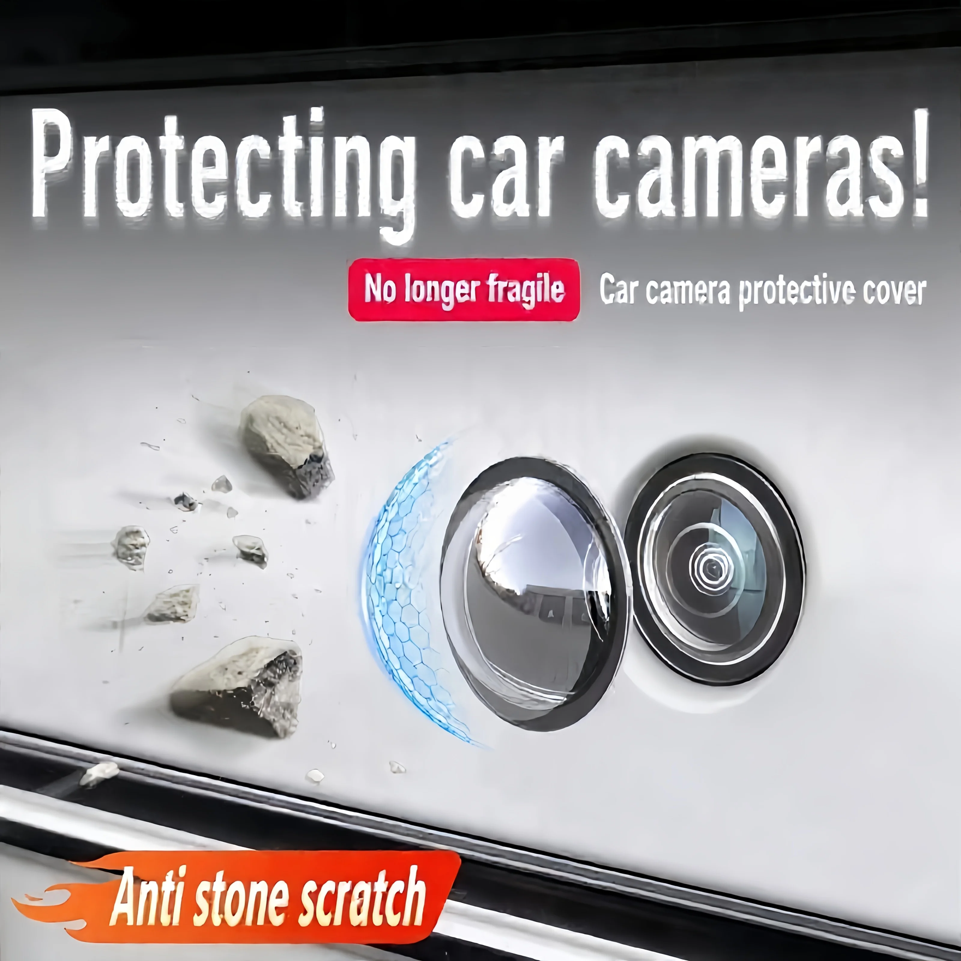 2PCS Car Camera Lens Protector HD Rear View Backup Camera Cover 360° Camera Protection Anti Scratch Waterproof Car Accessories