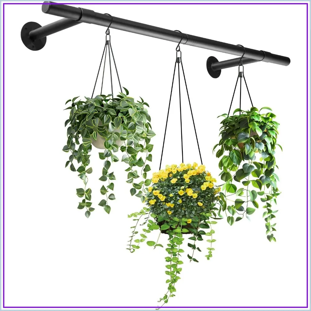 

31.5" Black Hanging Plant Rod for Indoor Window Ceiling Wall Planter Shelf Holder
