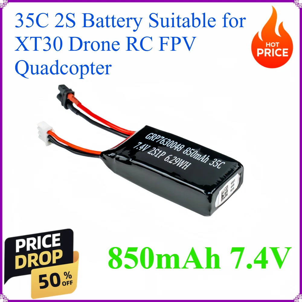 

850mAh 7.4V 35C 2S Battery Suitable for XT30 Drone RC FPV Quadcopter Accessories