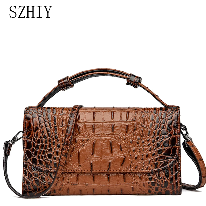 Torebki Crossbody dla kobiet luksusowy projektant torebka krokodyl wzór torba na ramię marki wysokiej jakości skóra Femme Luxe Square