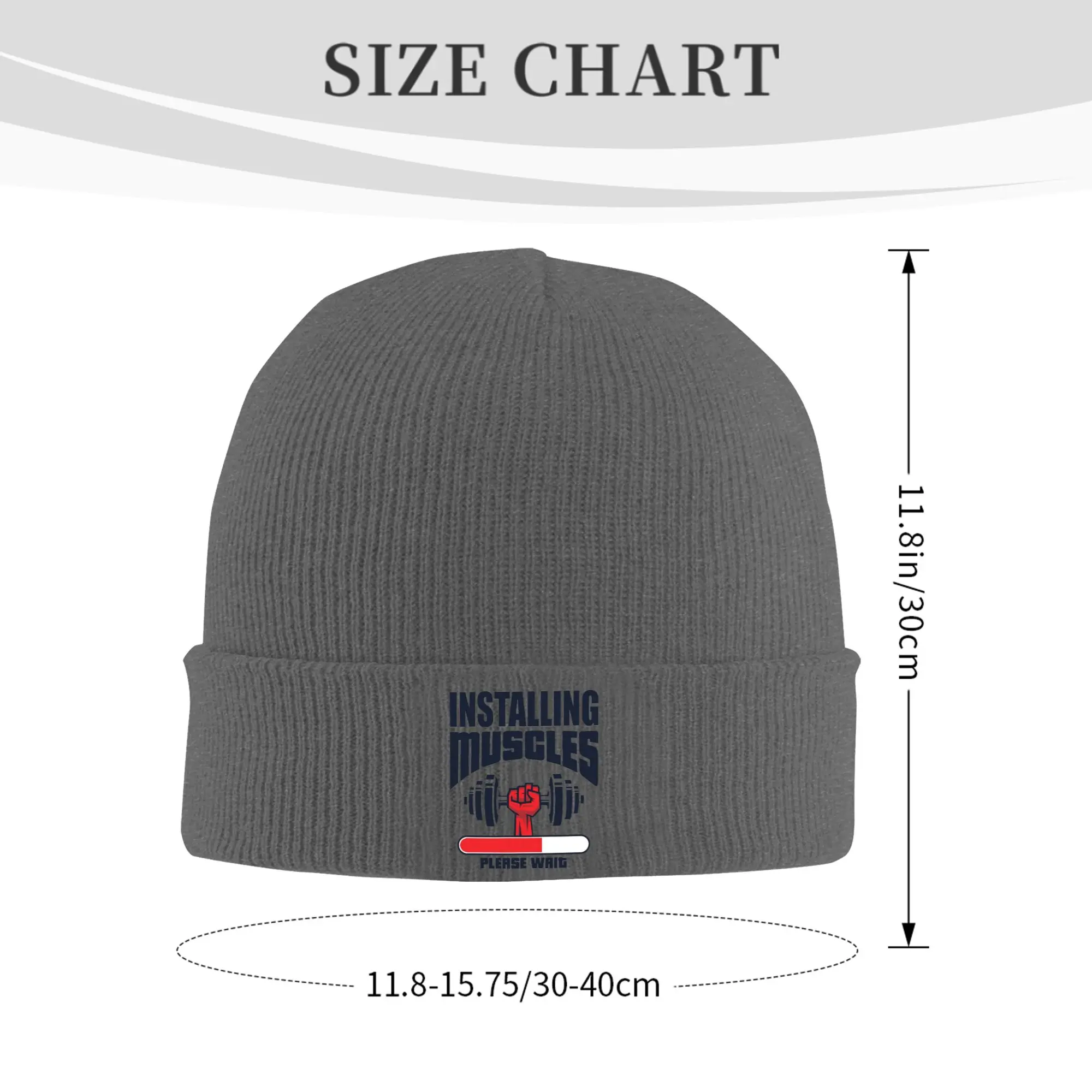 Installing Muscles Please Wait Loading Bar Gym Print Winter Skullies Beanies Hat Autumn Knitted Hats Bonnet Caps for Women Men