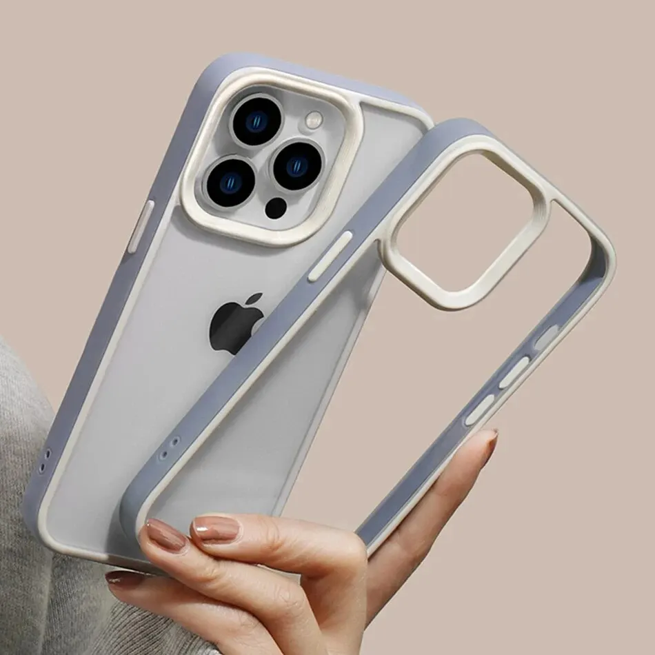 Luxury Transparent Candy Frame Case For Apple iPhone 15 14 13 12 11 Pro Max Shockproof Bumper Clear Back Cover Phone Accessories