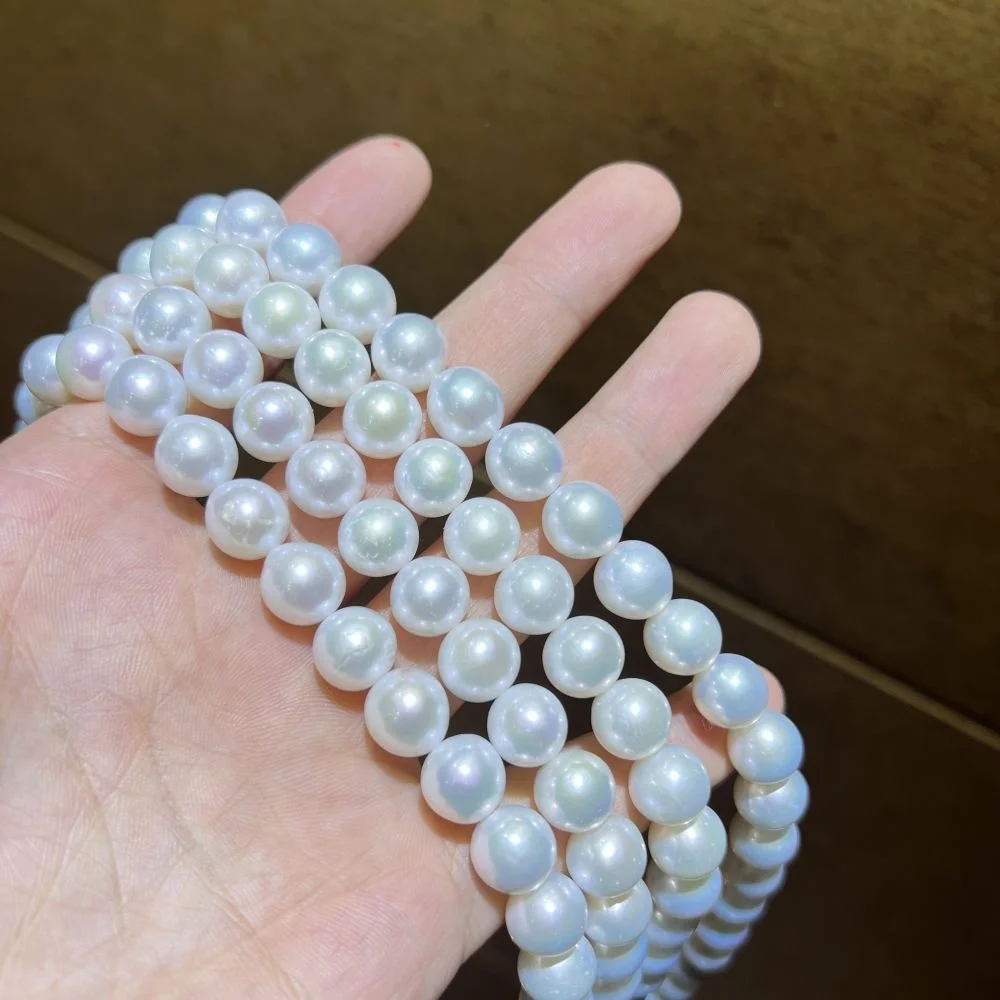 9-11mm Freshwater white color edison Round pearl strand cultured natural pearl beads