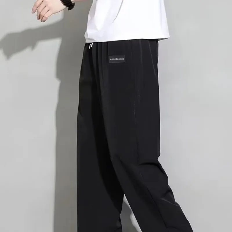 2024 Straight Wide Leg Jogger Pants For Men\'s Summer Thin And Quick Drying Loose And Hanging Sports And Casual Mens Fashion