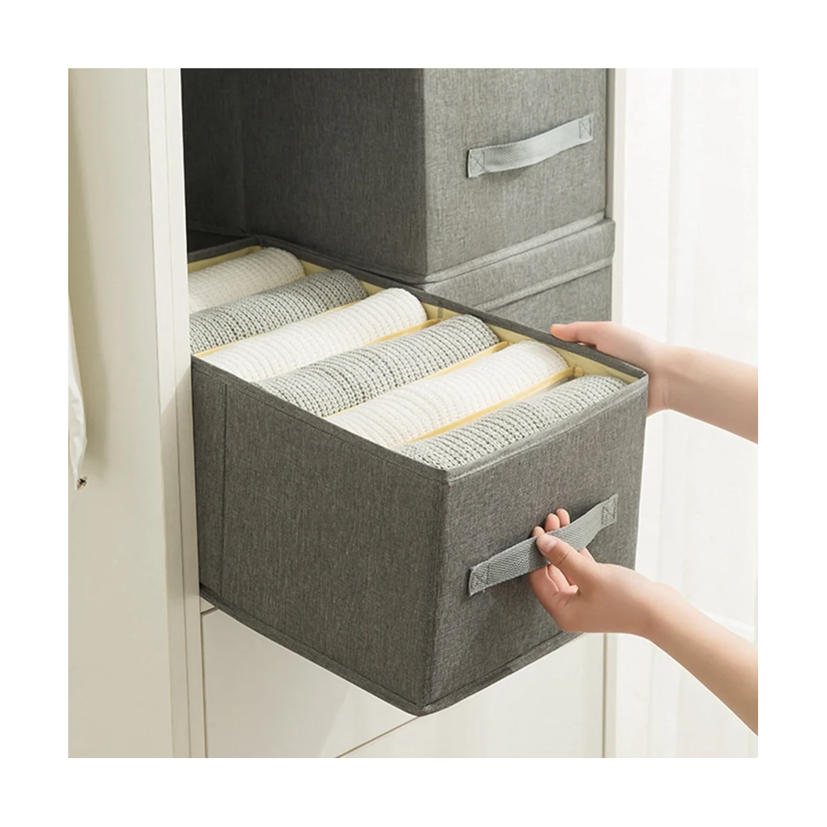 Clothes Storage Box Fabric No Cover Drawer Wardrobe Folding Cotton Linen Finishing Box Dormitory Household Storage Box