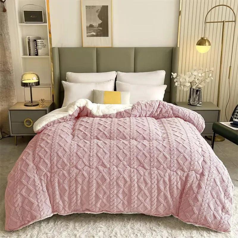 

New Super Thick Winter Warm Blanket for Bed Artificial Lamb Cashmere Weighted Blankets Soft Comfortable Warmth Quilt Comforter