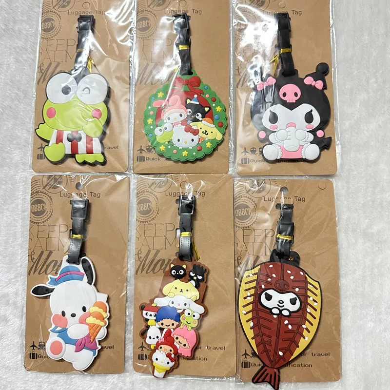 Travel Accessories Luggage Tag Sanrio Cartoon Cute Kuromi keroppi Pochacco Suitcase Portable Label Wholesale