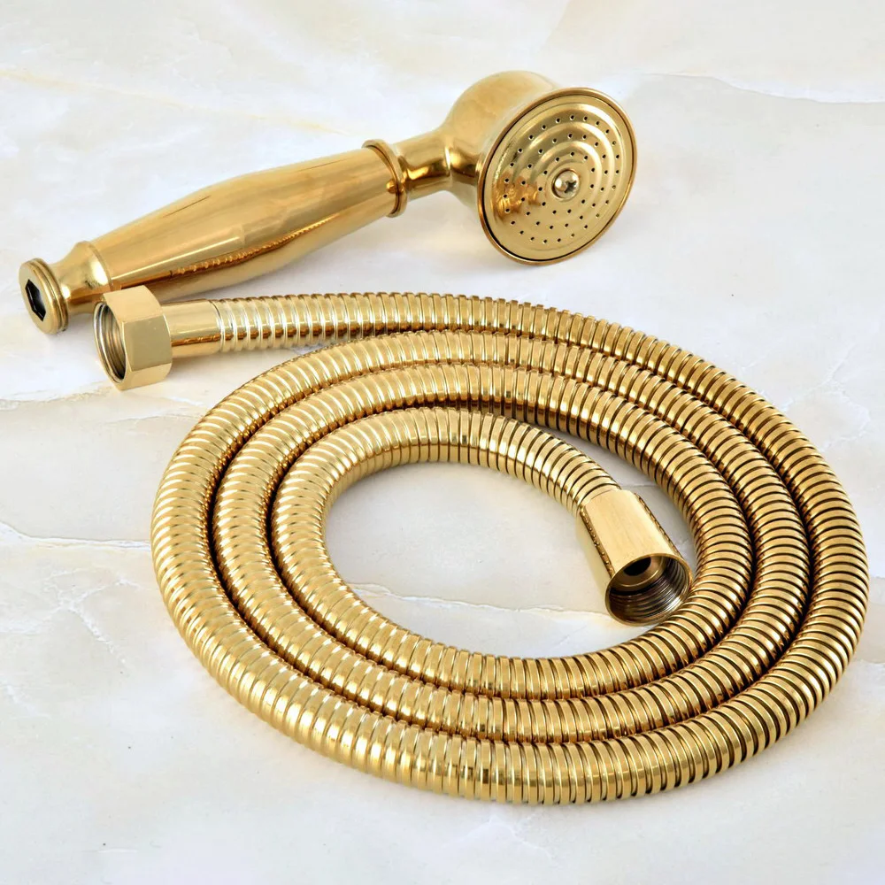 Luxury Gold Color Brass Bathroom Hand Held Shower Head With 1.5m Hose