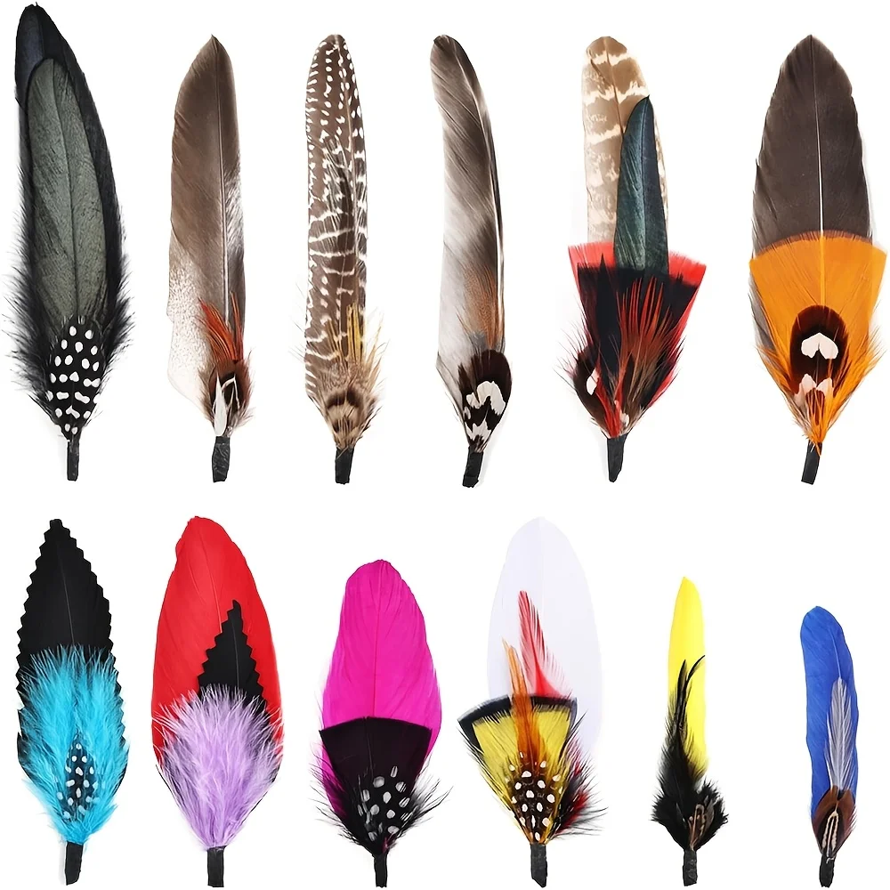 Colorful Peacock Feathers 10-12 Pcs Natural Real Feathers for DIY Crafts Fedora Cowboy Party Hats