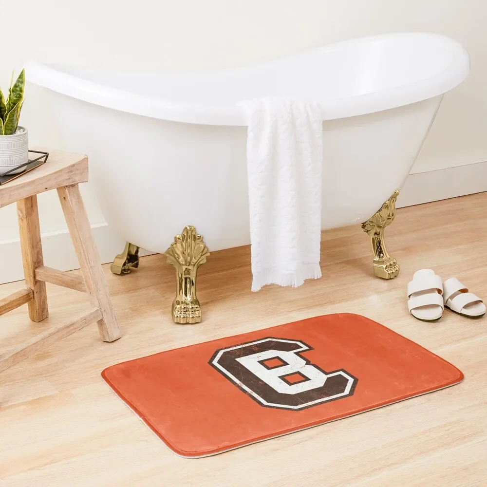 CB Football Monogram - Orange Bath Mat Carpet For Home Entrance Bathroom Deco Hallways Mat