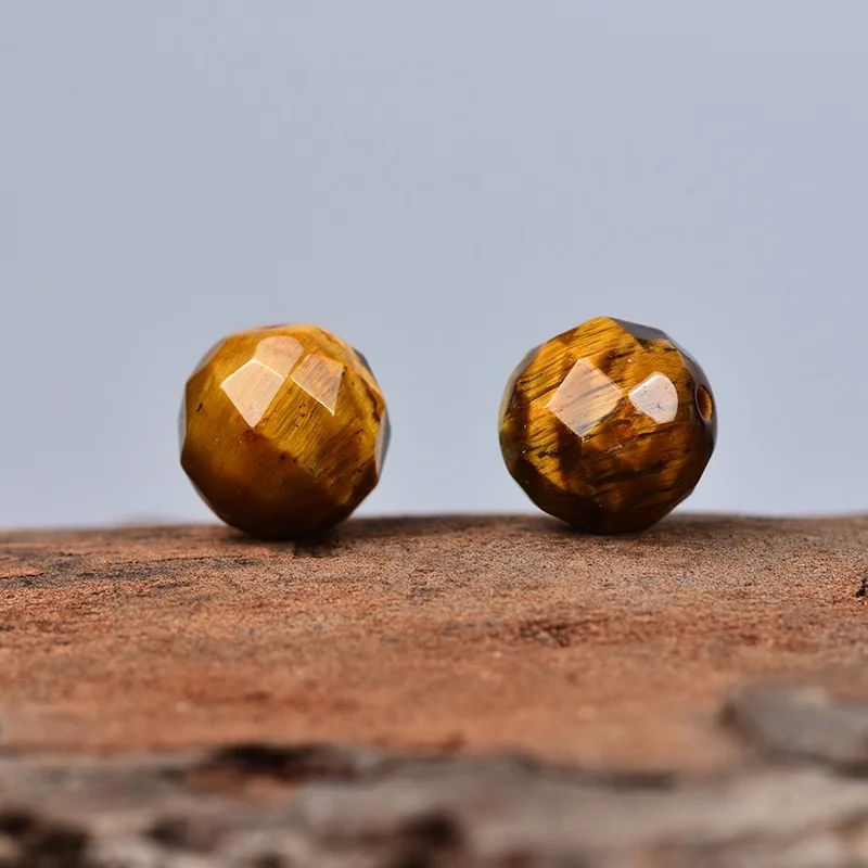 Natural yellow tiger's eye stone cut loose beads DIY faceted beads irregular handmade beads with jewelry