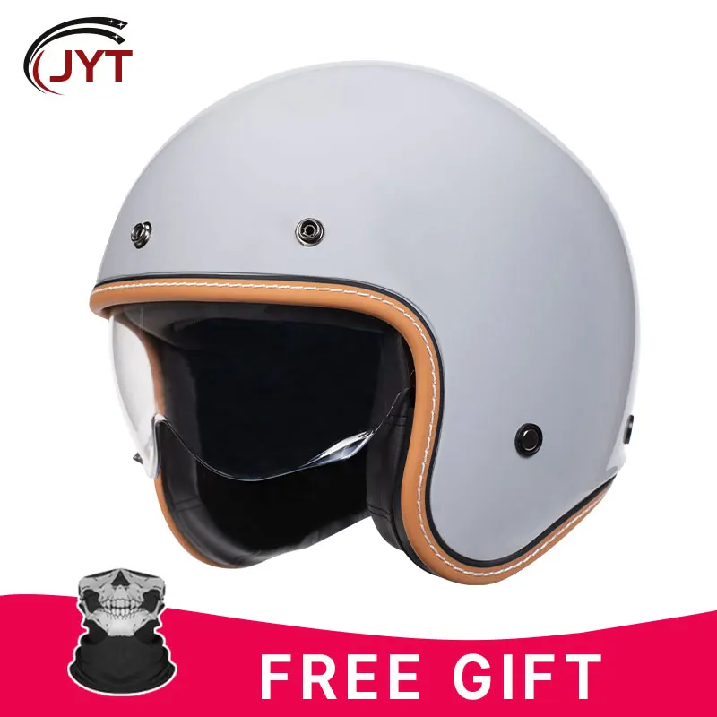 

Retro Open Face 3/4 Face Motorcycle Helmet for Men Motocross Moped Racing Jet Helmet DOT Approved Capacete De Moto
