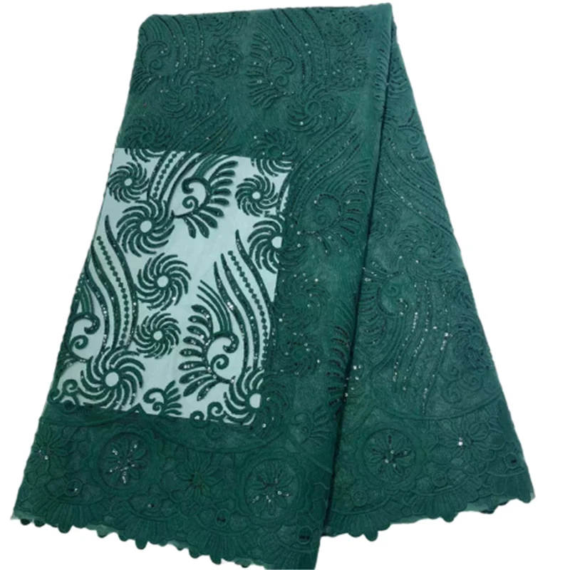 

2022 Best Selling Swiss Green laces African Fabric Sequins lace Nigerian French Fabric High Quality Nigeria Tulle Lace Fabric