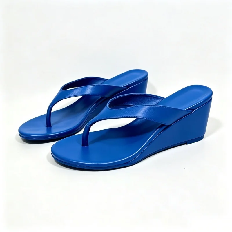 MKKHOU Fashion Slippers Women's New High Quality Handmade Custom Shoes Round Head Slope Heel Flip flops Beach Shoes Summer Shoes