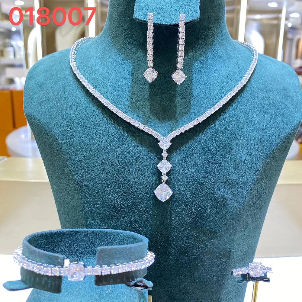 018007 Trendy  Bridal Color Zirconia Jewelry Sets for Women Party Charm CZ Crystal Wedding Engagement Bride Luxury Accessories