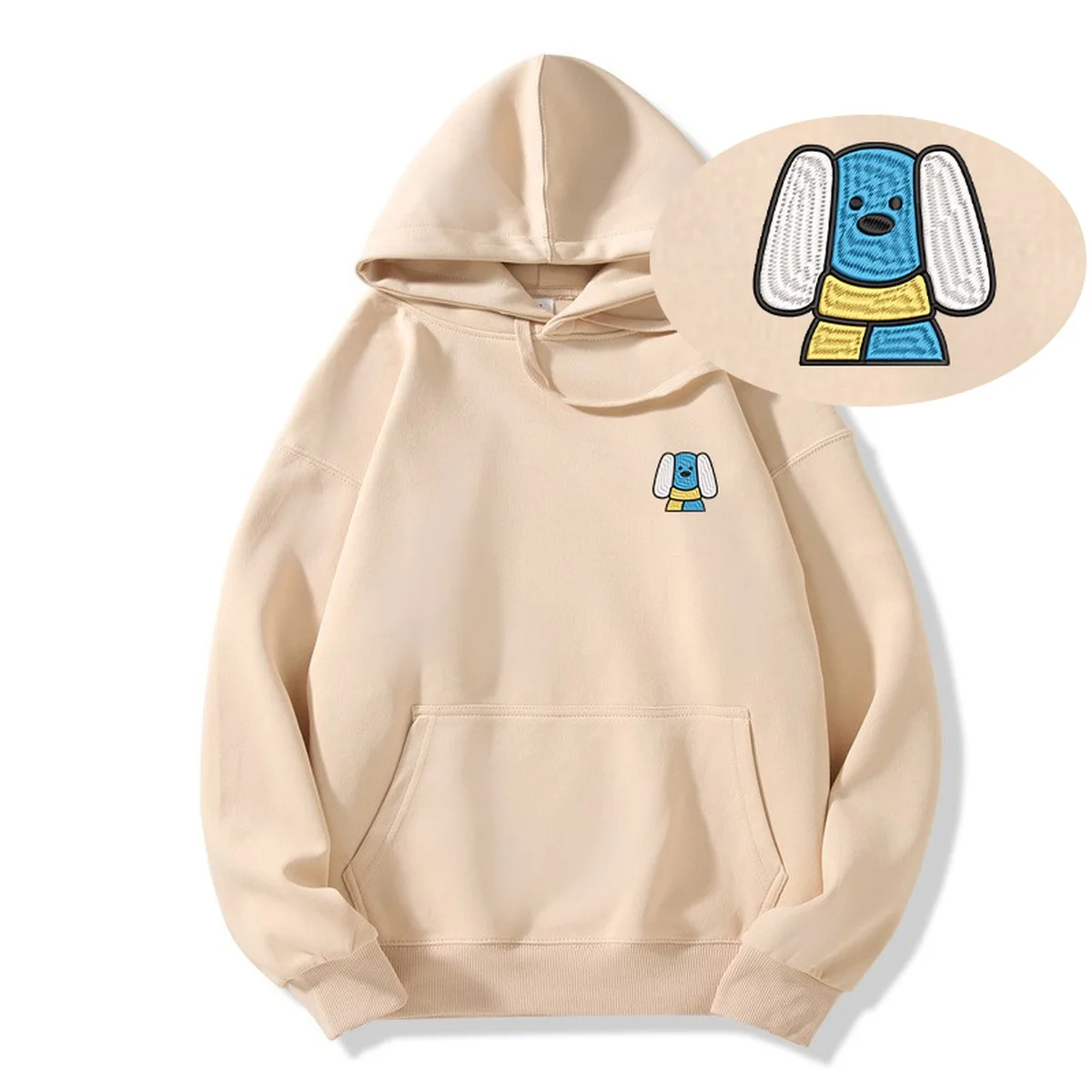 

Premium Big Ear Dog Art Embroidery Hoodie for Women Girls - man clothing sudaderas Entertainment Embroideried Sweatshirt Hoodies