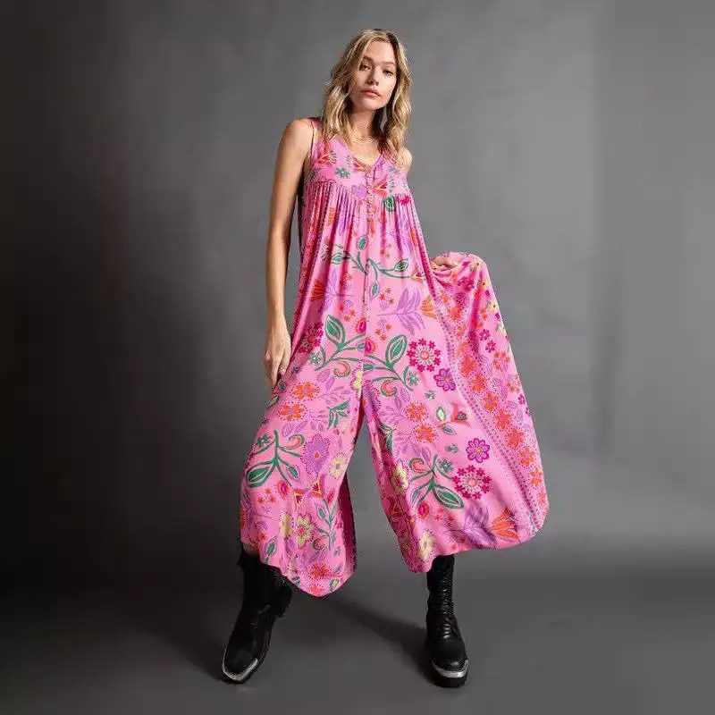 

Женский комбинезон с принтом, с низкой талией, длинные брюки, тонкая ткань, осенняя коллекция, модный женский цельный костюм