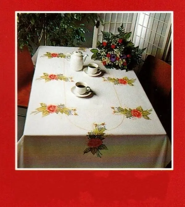 

Cross Stitch DIY Embroidery Set, DMC Threads, Craft Handicraft, Different Cat, Permin Rose Branch Tablecloth 83-160