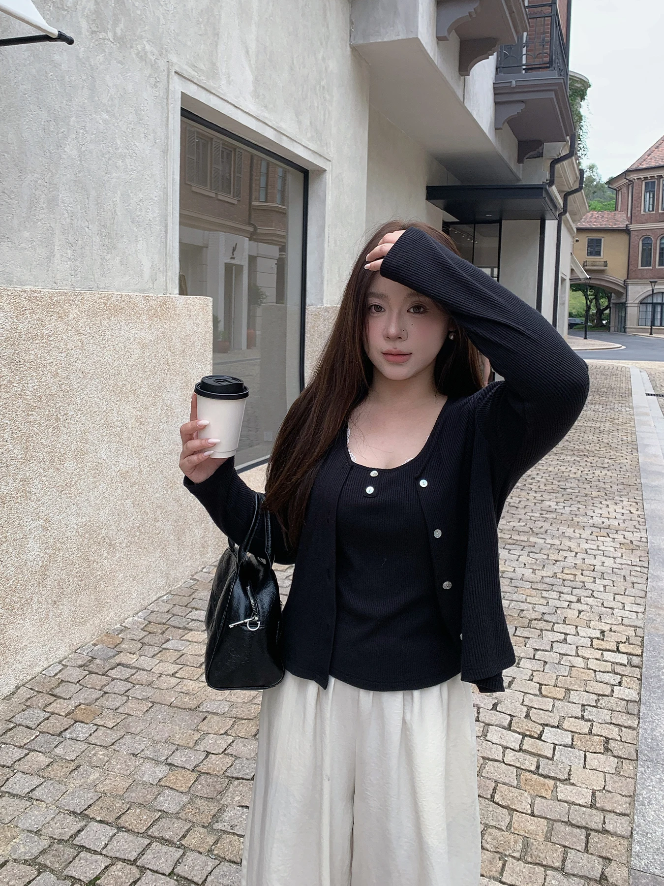 

Вязаный кардиган-пальто Bla, приталенный, женский, осенне-зимний, новый, универсальный, повседневный, верхняя одежда