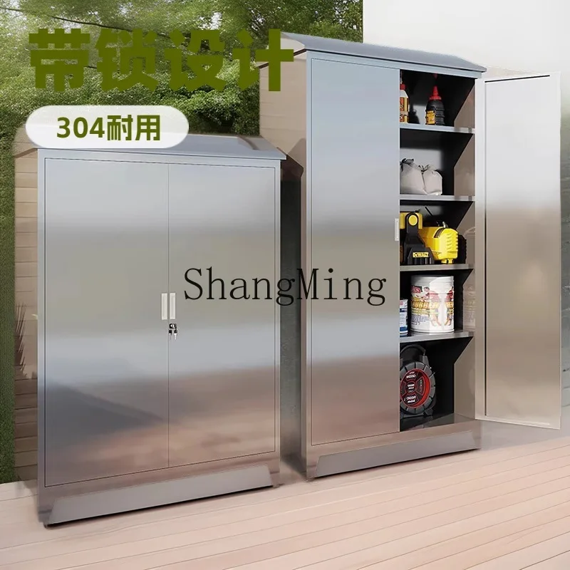 

CL Stainless Steel Outdoor Tool Cabinet Thickened Courtyard Storage with Lock Cleaning Balcony Waterproof Storage Cabinet