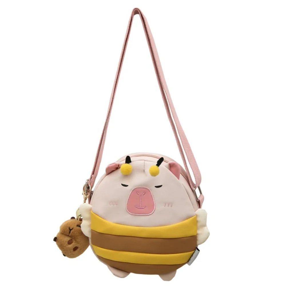 

Plush Doll Pendant Capybara Nylon Bag Bee Anti-splash Water Cartoon Shoulder Pouch Brown Pink Creative Crossbody Bag Women
