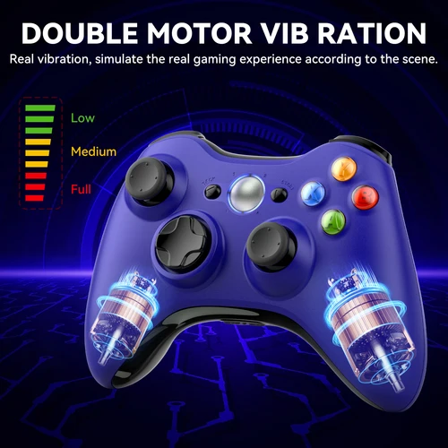 Imagen 2 del producto Mando de juego Xbox 360 de 2,4G para Xbox 360/Slim/Elite/Winodow/controlador inalámbrico de vídeo para PC, Joystick de 6 ejes con vibración Dual para juegos