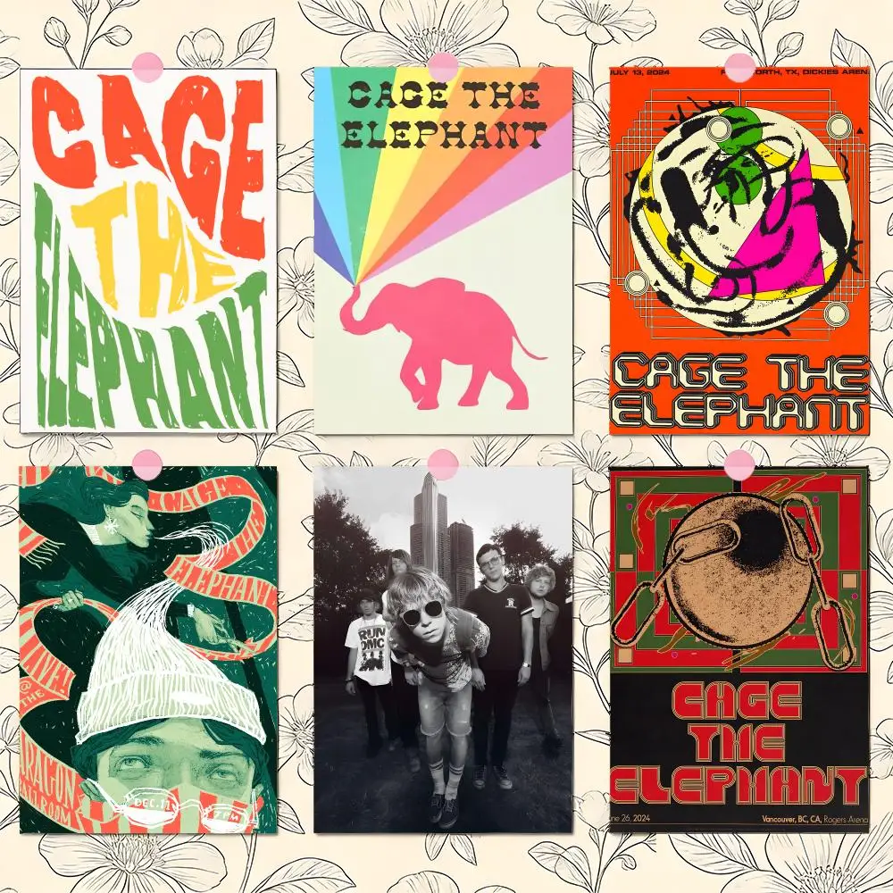 Band Cage The Elephant Poster Matte Self-Adhesive Wall Art Print Living Room Bedroom Home Decor
