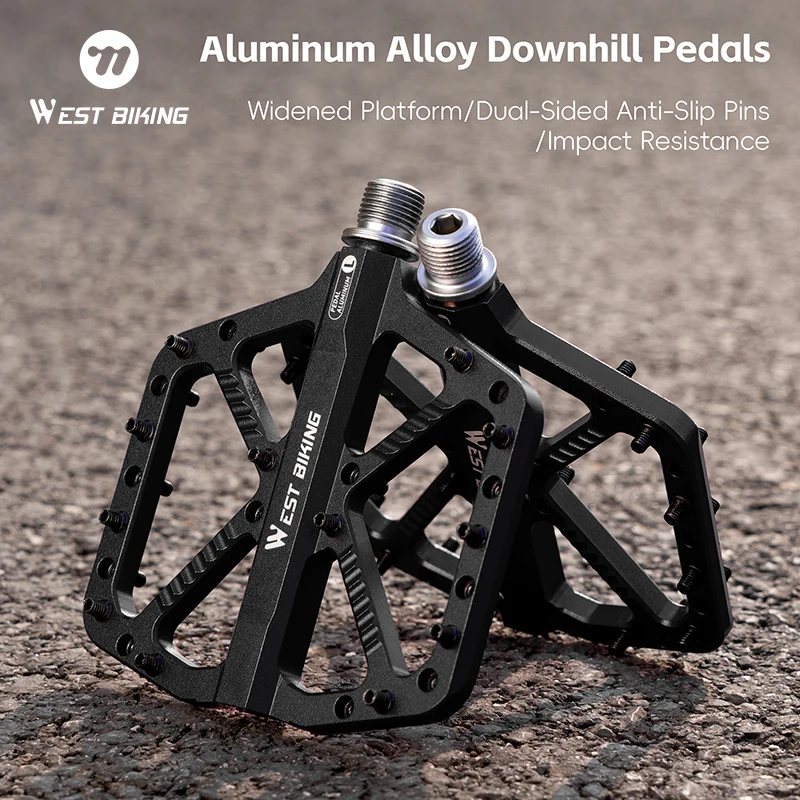 

Велосипедные педали WEST BIKING из алюминиевого сплава для шоссейных, горных и даунхилл-велосипедов, с подшипниками DU, нескользящие, широкие, плоские, для MTB