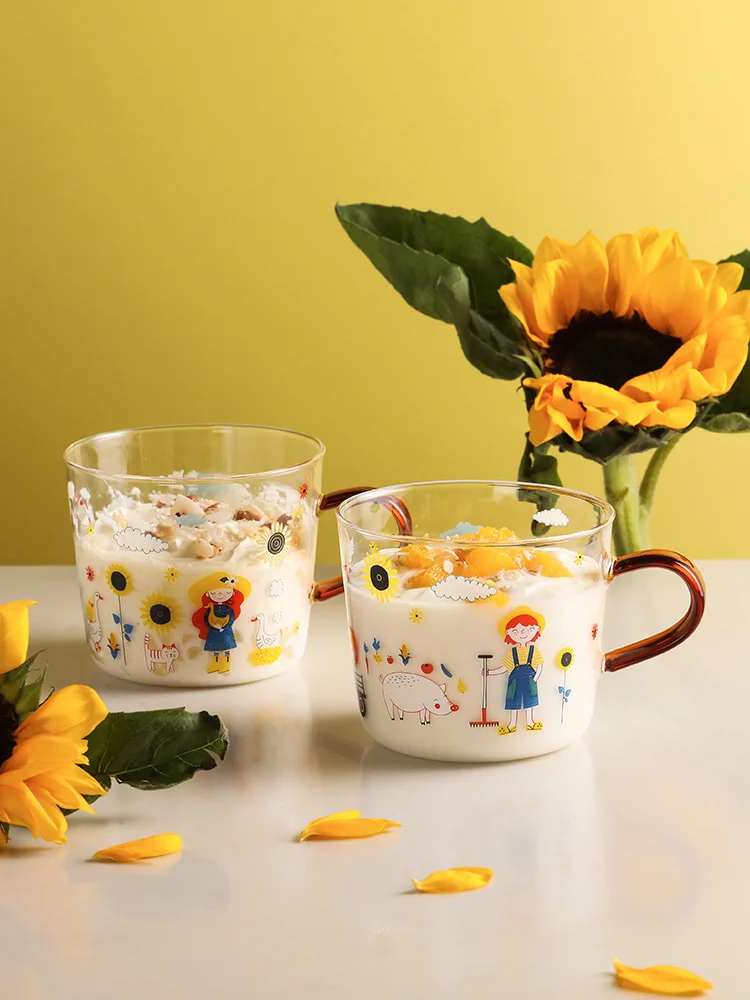 

Термостойкая кружка для овсяного молока большой емкости для домашнего использования, синяя, в стиле INS, с ручкой, для завтрака