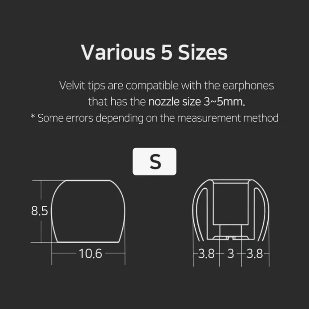 DIVINUS กํามะหยี่ซิลิโคน Eartips สําหรับหัวฉีด 3-5 มม.S/M/L (3 คู่) หูฟังเคล็ดลับนํา High-frequeny Extensions