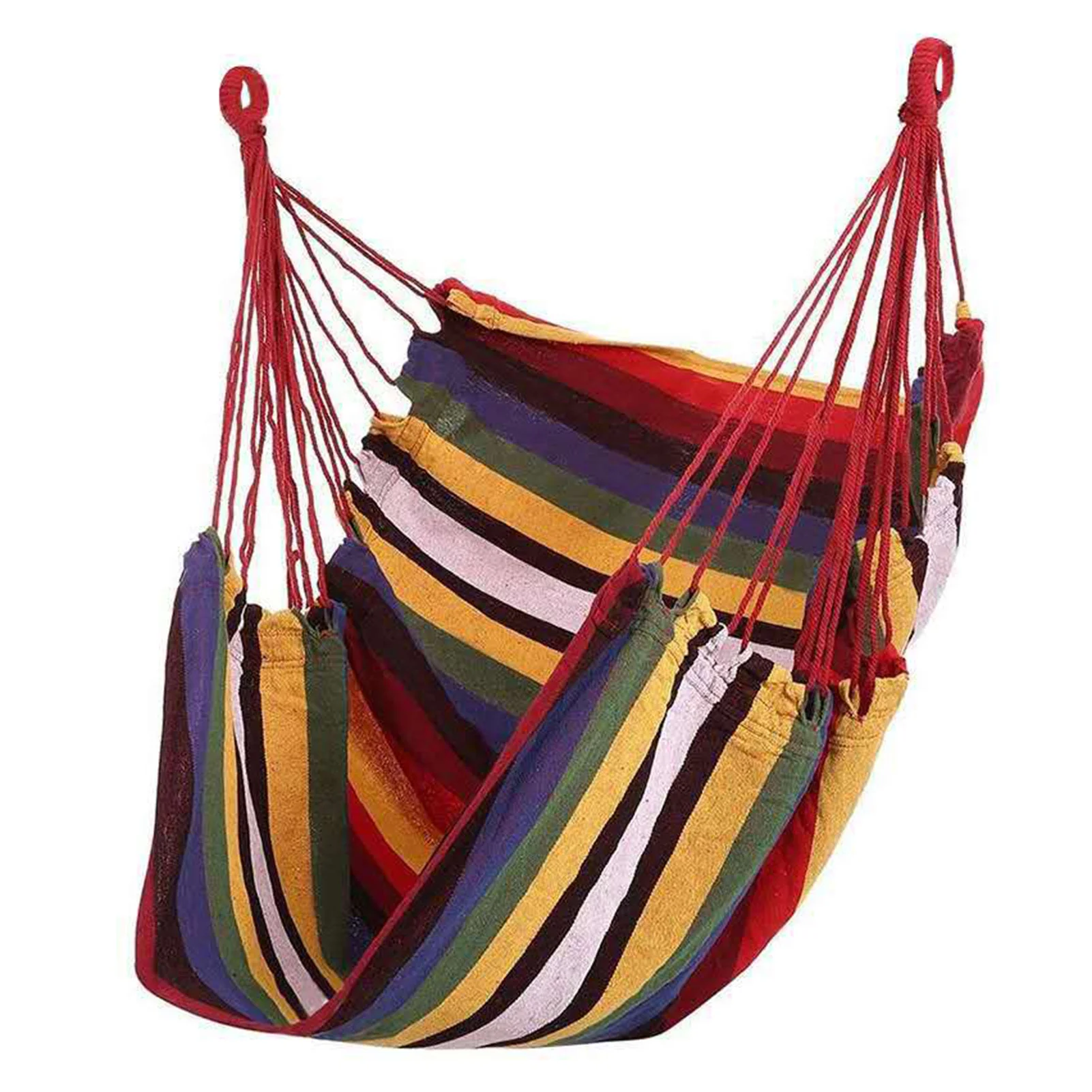 

Portable Hammock Swing Chair Canvas Comfortable Colorful Stripe Chair Hanging Rope Swing for Indoor Outdoor