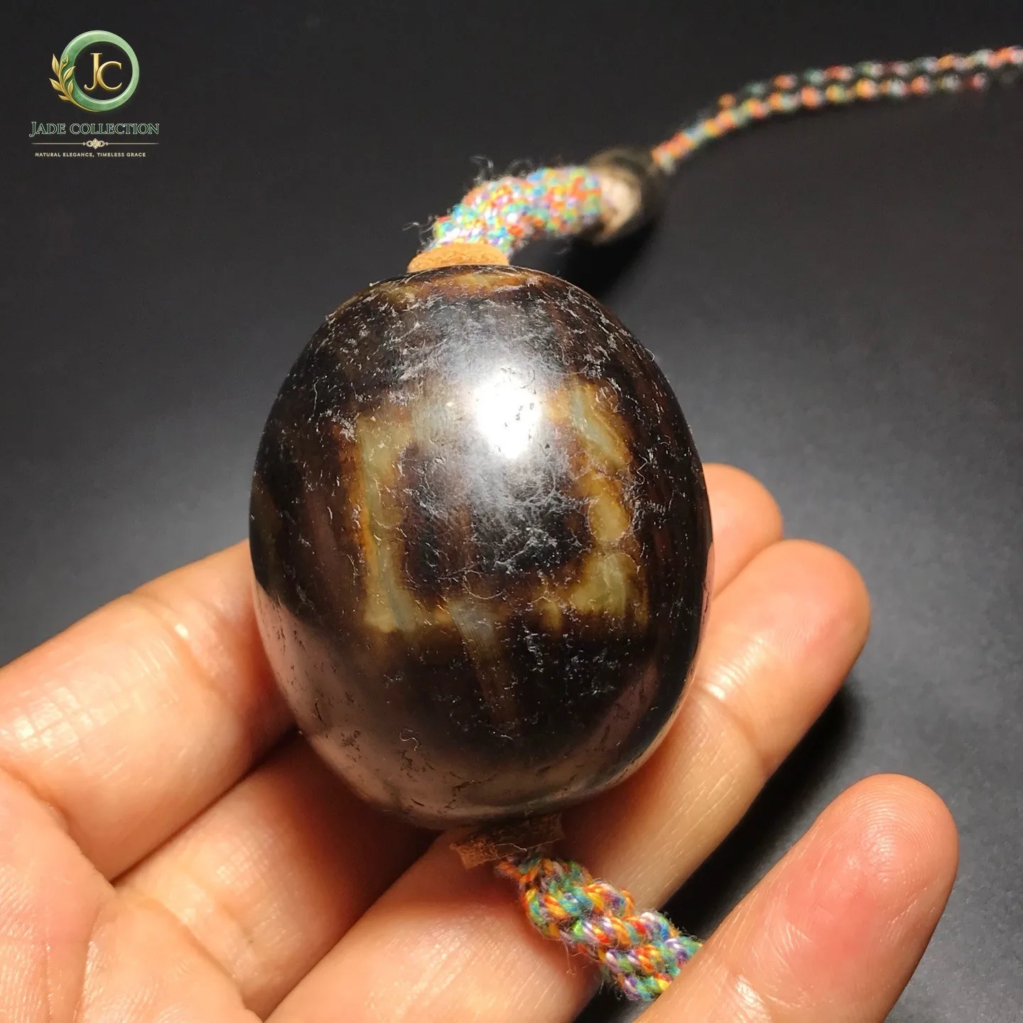 Tibetan Old Agate Dzi Heaven Earth Bead Amulet Necklace J0530