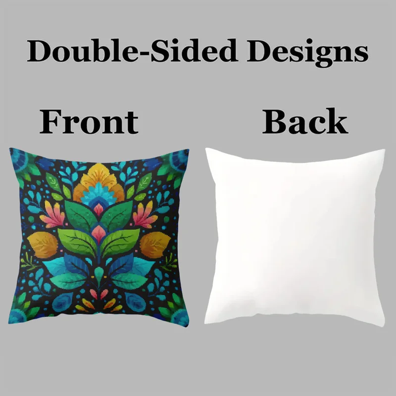 Vibrant Tropical Floral Pattern Pillow Covers Set Bohemian Home Decor Throw Cushion Pillowcase 4PCS 45x45cm Accent