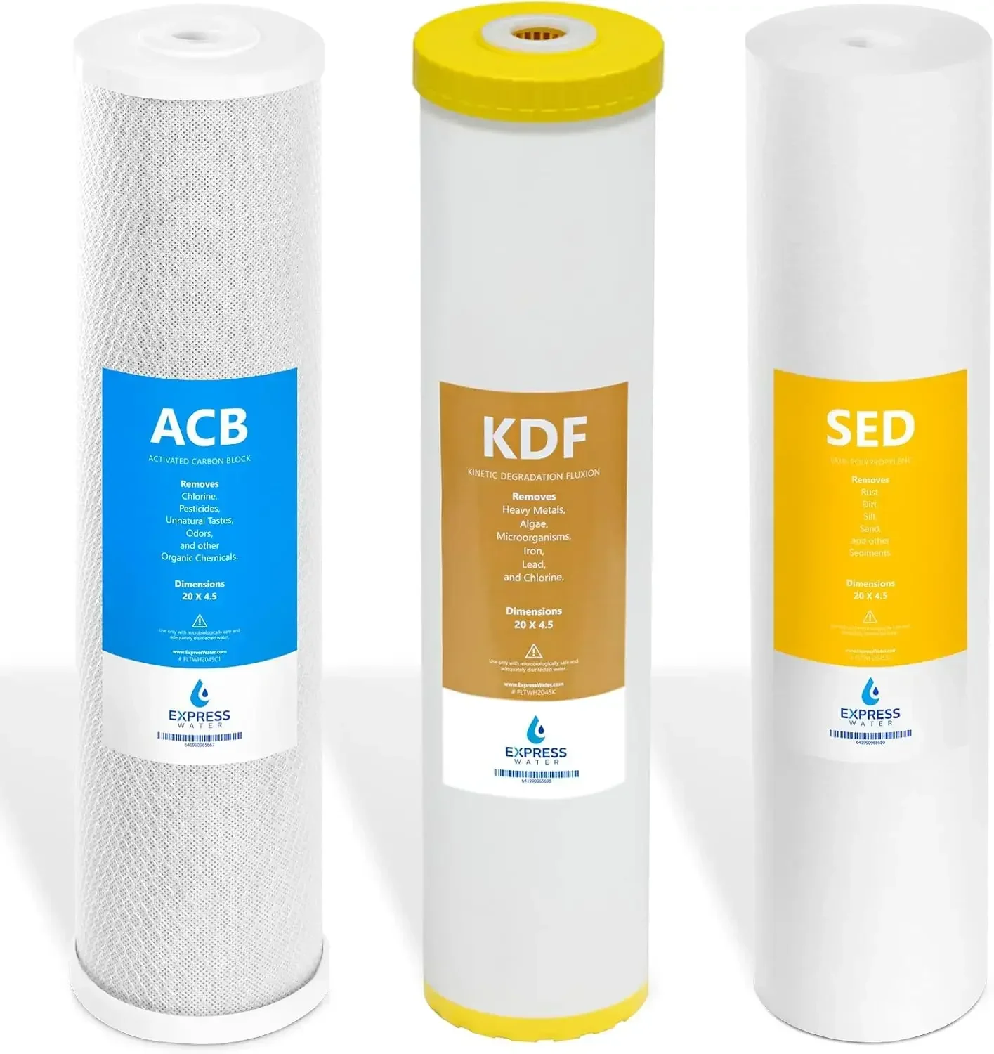 

Whole House Heavy Metal Water Filter Set – 3 Stage Water Filtration Replacement Kit – Sediment, Carbon Block, KDF High Capacity