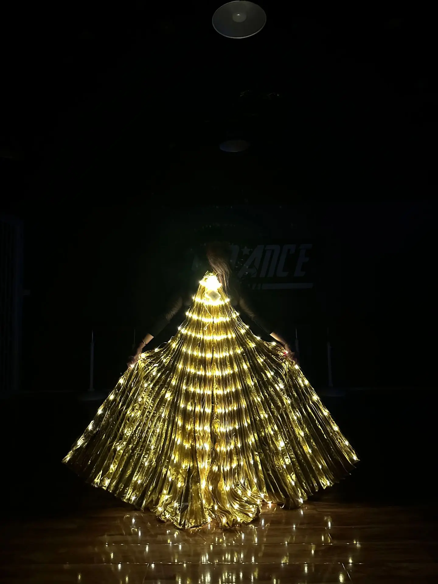 Gold Bauchtanz LED Isis Flügel Schmetterling Flügel Gold Farboptionen für Erwachsene Bühnenaufführung Show Praxis Karneval Anzug
