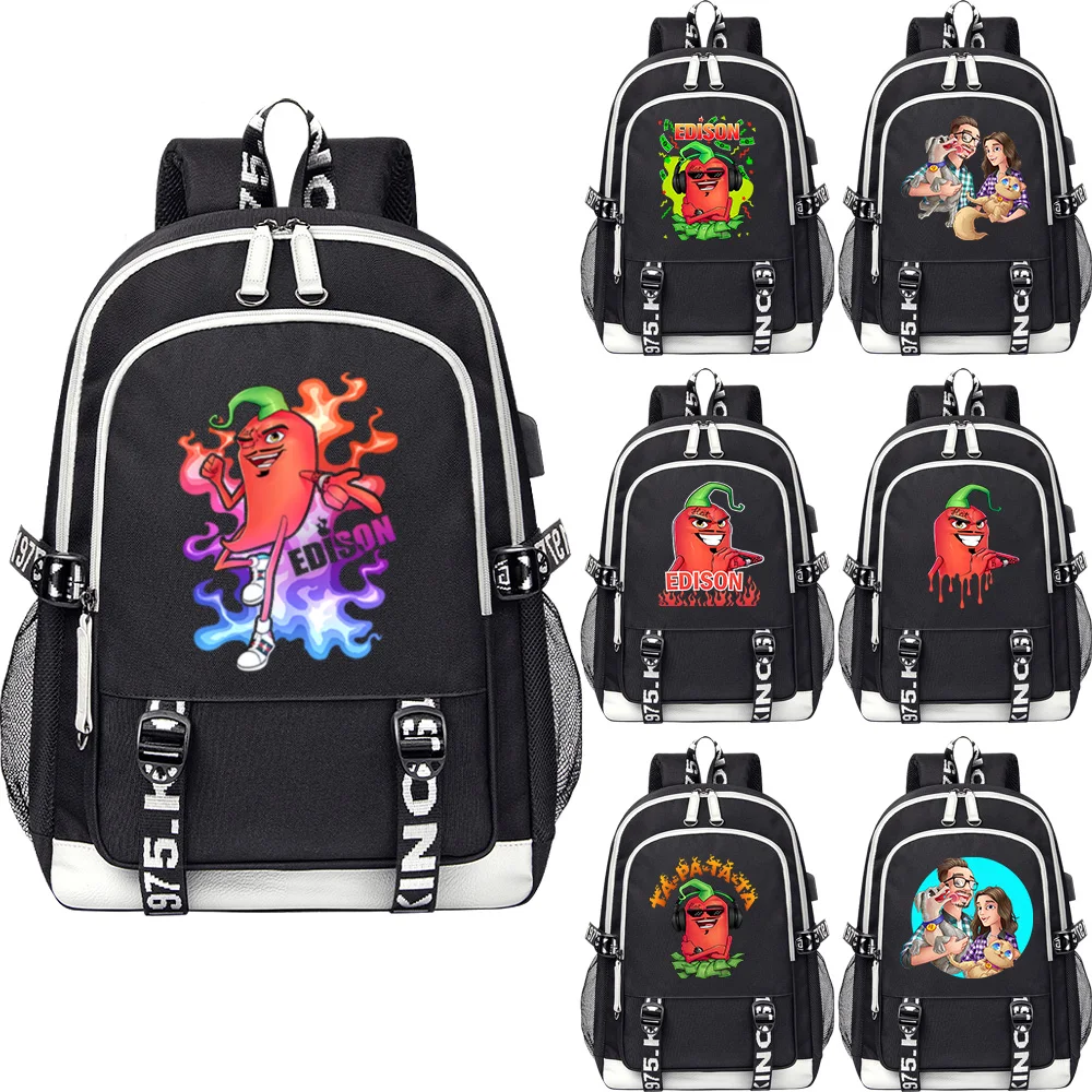 Edison Pts Children backpack Boy Girl large capacity School bag EdisonPts USB Men Women Traveling Bagpack Teenagers Schoolbag