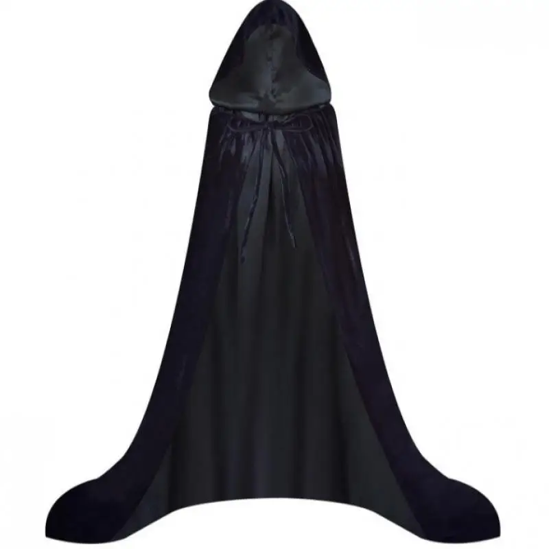 Mantello lungo a doppio strato con cappuccio e cintura Costume da spettacolo per giochi di ruolo per uomini e donne loween Par Costume di scena etnico