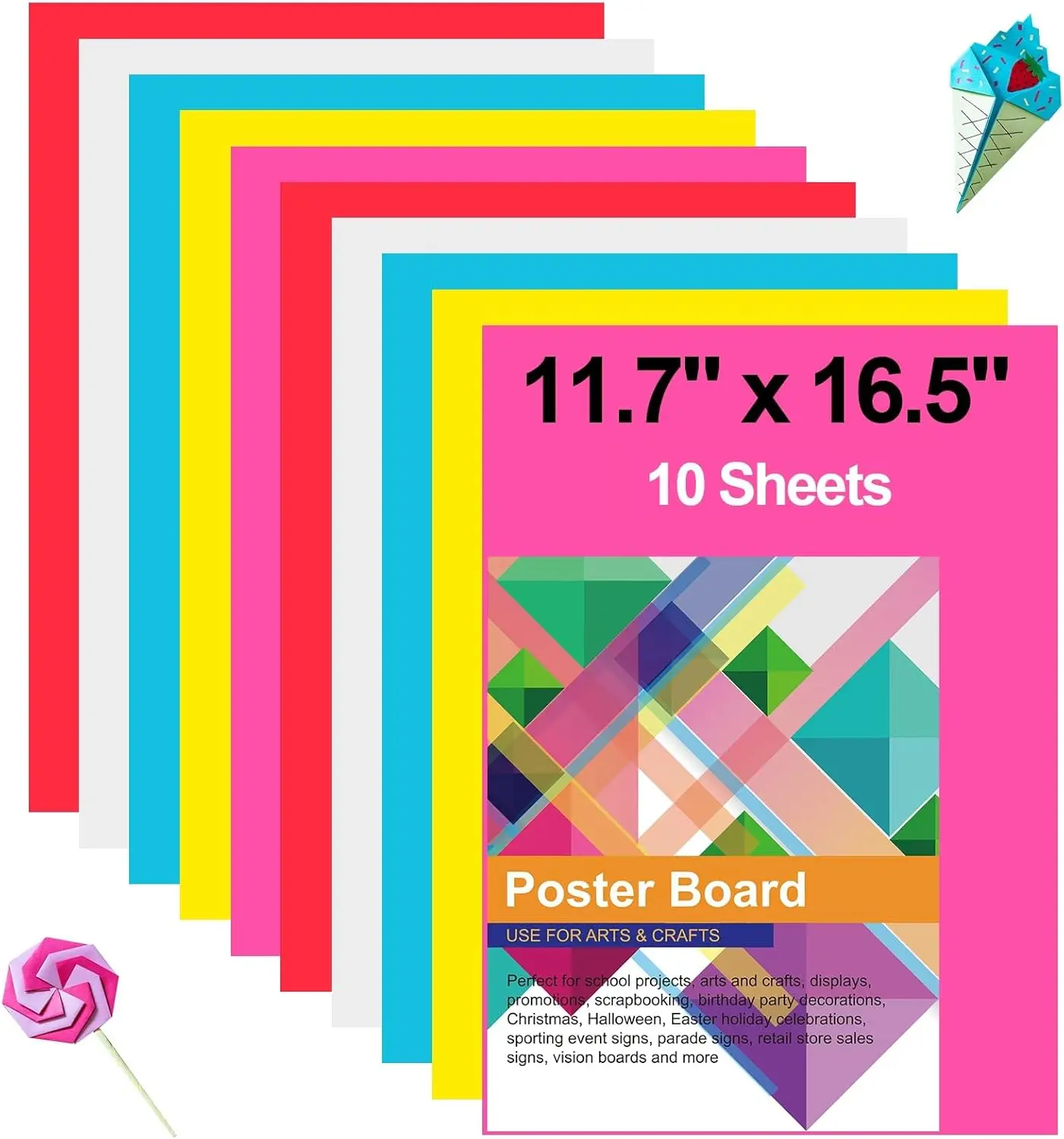 

10 Pcs Poster Board 11.7x16.5 Colorful Card Paper for Arts Crafts Projects Drawing Scrapbooking