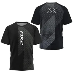 Desktop \ Heren Sport Sneldrogend T-Shirt 2xu Outdoor Fitness Training Kleding Heren Tennis Ademend Korte Mouw Looplicht L