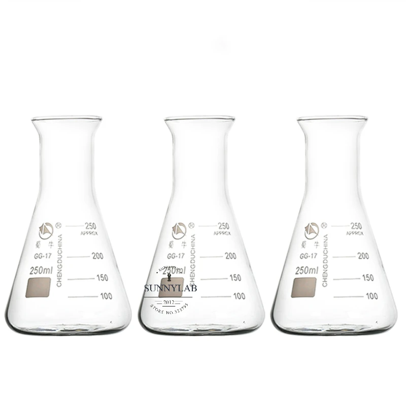 1Pcs/Lot 50ml to 2000ml Glass erlenmeyer flask, Triangle/conical Flask bottle with trumpet Mouth for lab experiments