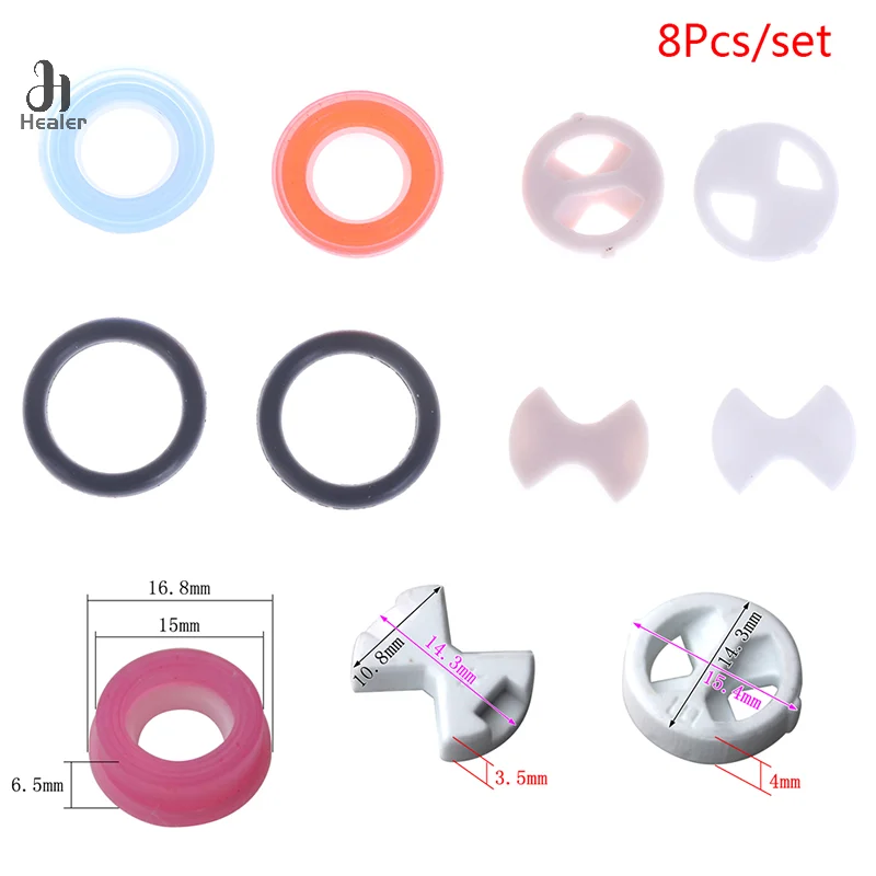8Pcs/set Ceramic Disc Silicon Washer Insert Turn Replacement 1/2" For Valve Tap