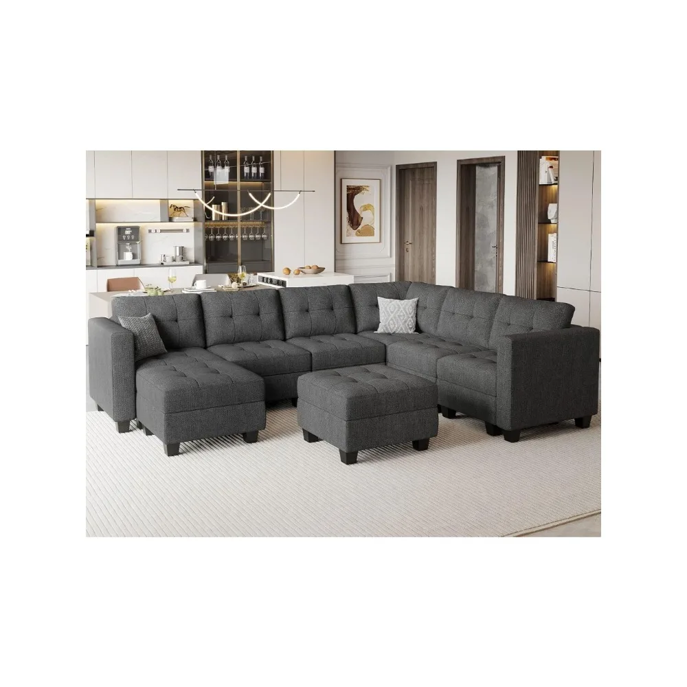 

Modular Sectional Sofa Set with Ottomans Oversized U Shaped Sofa Set with Storage Seat Modular Sofa Couch with Reversibl