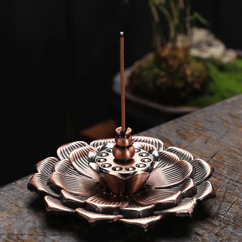 

Creative New Incense Burner Lotus Sansheng Antique Sandalwood Stove Censer Backflow Furnace Multi-Purpose Lotus Incense Stick In