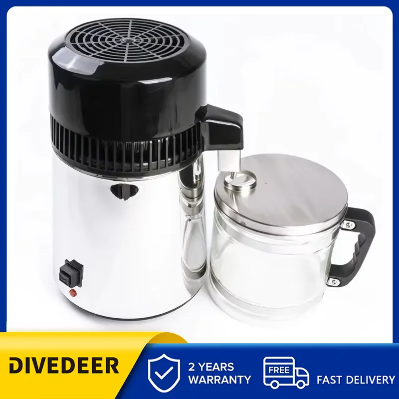 

DIVEDEER Dental Water Distiller Stainless Steel Oral Sterilisation Water Filter Laboratory Water Purifier 4L Large Capacity Home