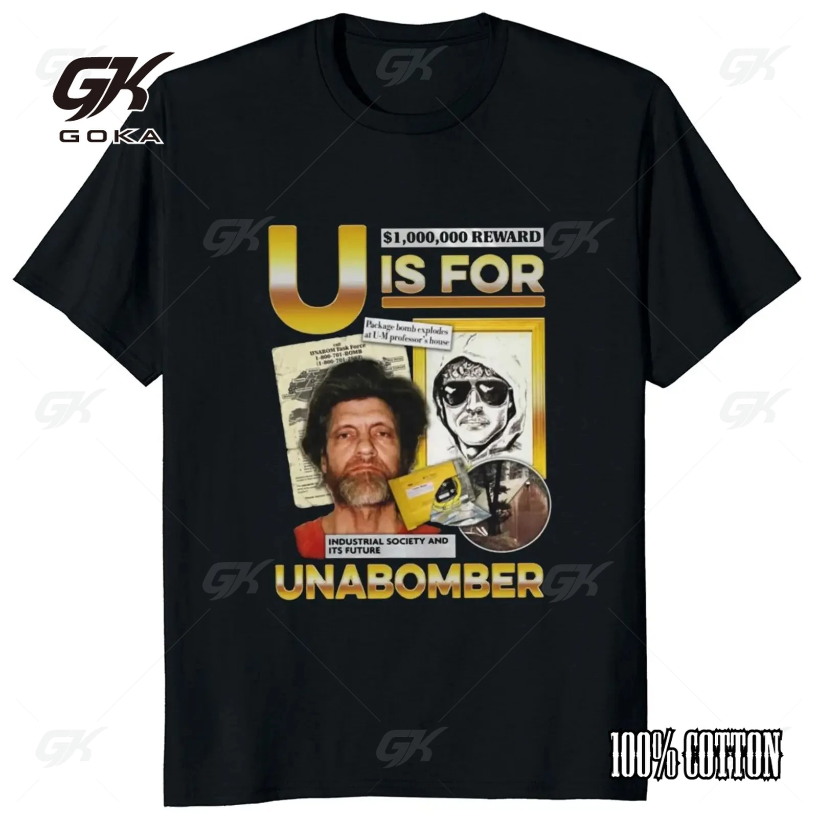 U Is For Unabomber T-shirt Retro Ted Kaczynski Short Sleeve O-neck 100% Cotton Unisex Summer Casual T Shirts EU Size